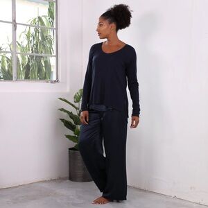 PJ Harlow Frankie Rib Knit Top Medium Navy